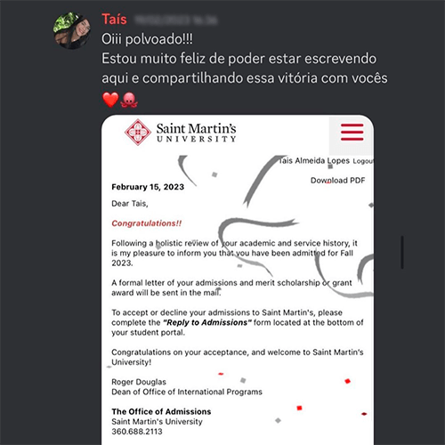 Depoimento de aluno 5